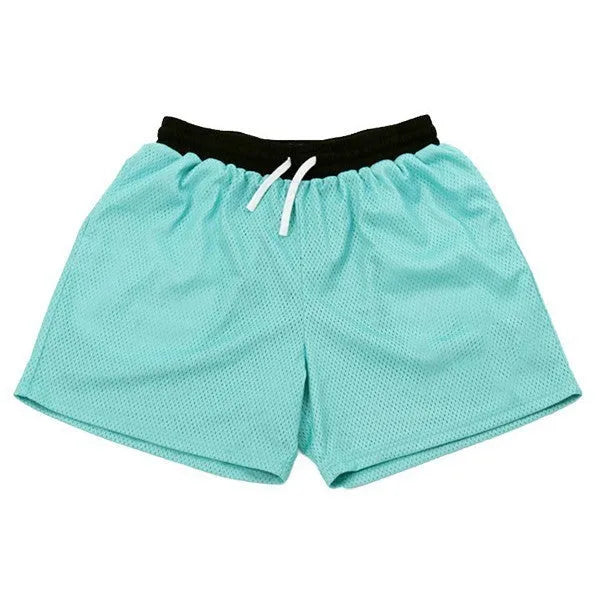 Men's black quick-drying mesh shorts for running and fitness activities