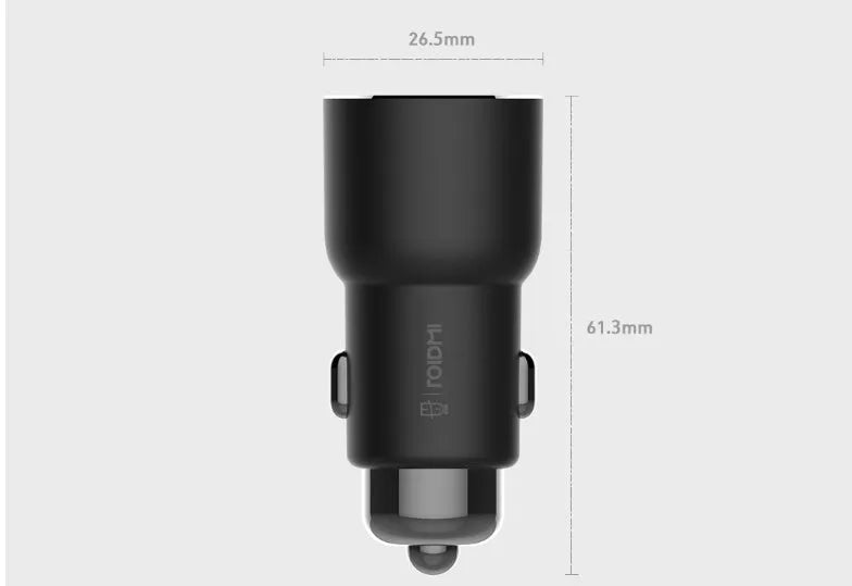 Black Ruimi 3S car charger with dual USB ports for phone and tablet charging