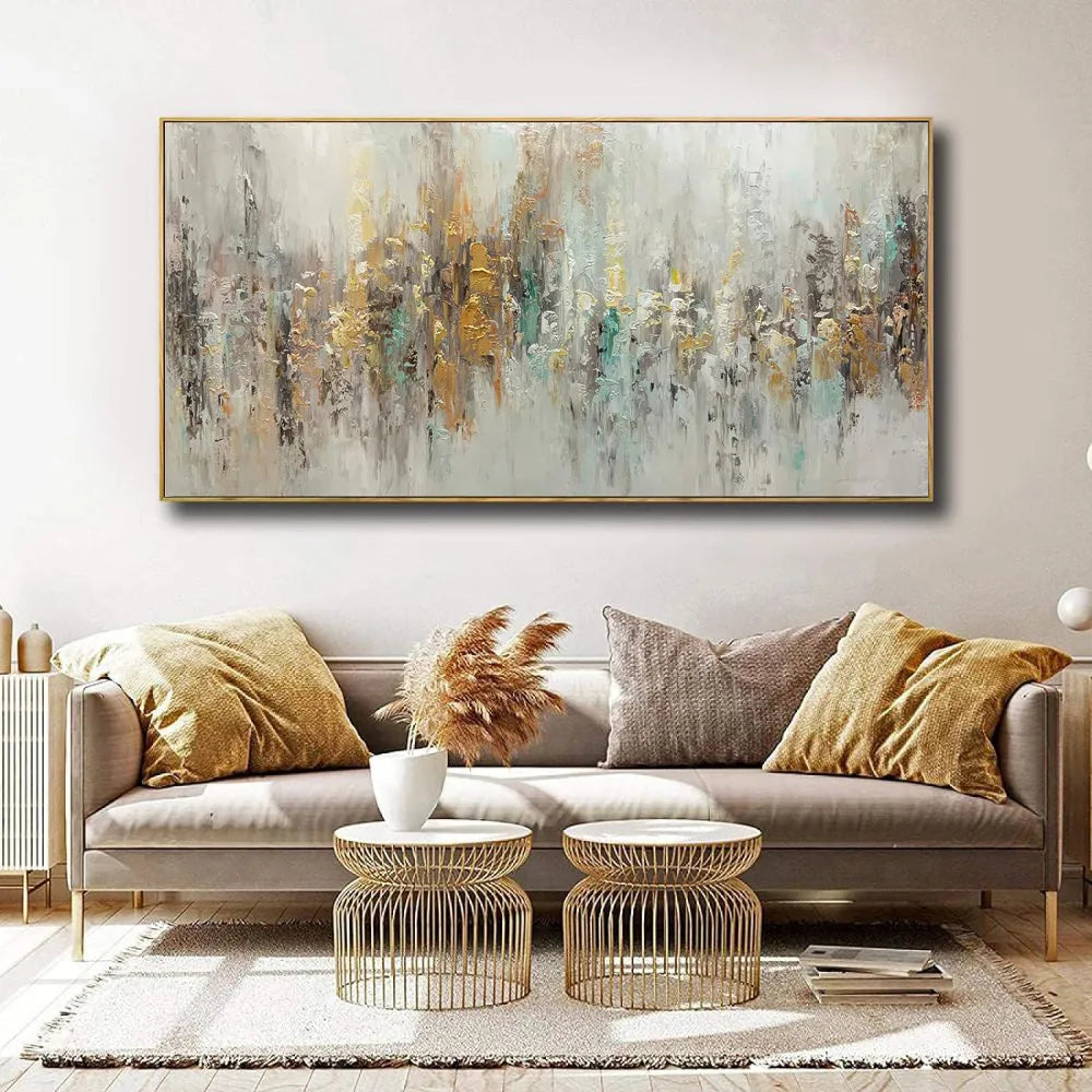 Handmade abstract oil painting on canvas horizontal modern wall art for living room decor