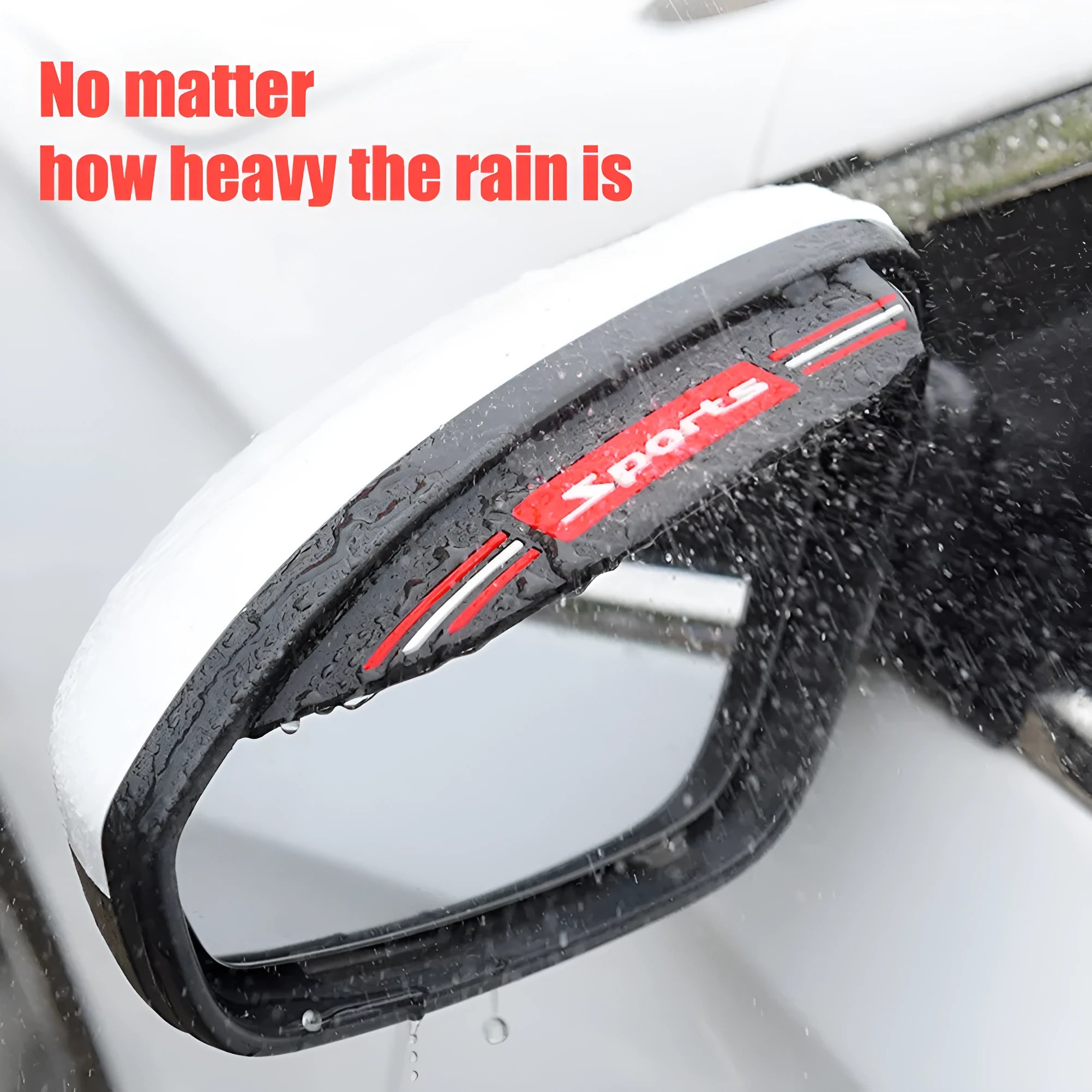 Pair of car rearview mirror rain shields in PVC with glue backing, smiling face black and sports black options
