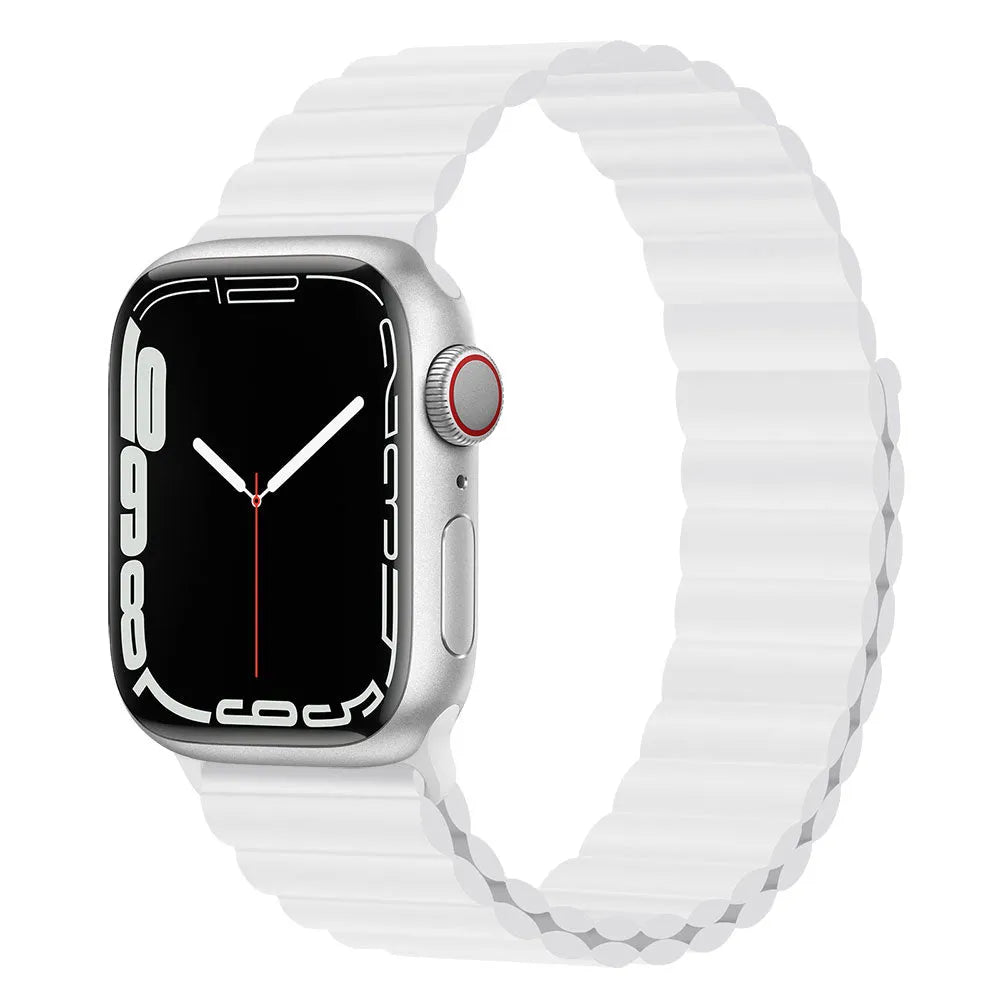 Silicone loop magnetic watch strap in starlight colour compatible with Apple Watch 38mm