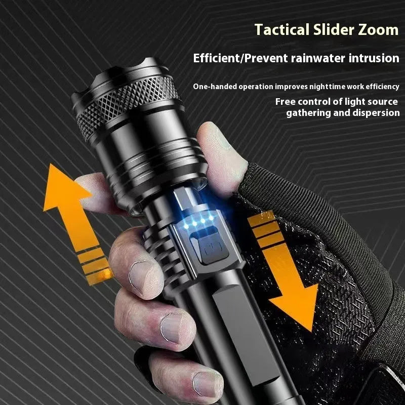 Power torch portable rechargeable super bright outdoor telescopic zoom searchlight with 2200LM output