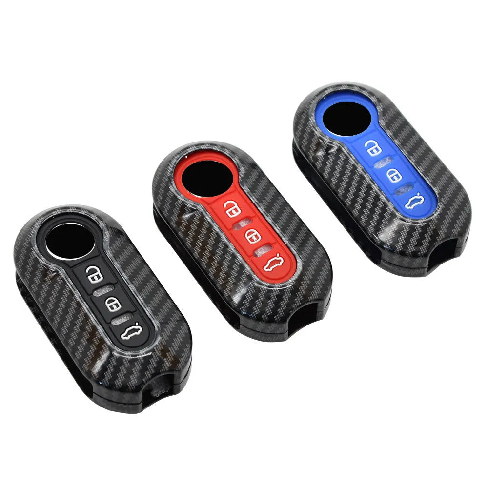 Fiat car remote key shell replacement case in black, red and dark blue colours