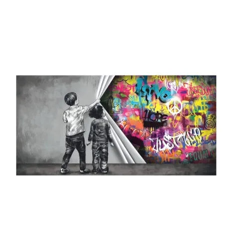 Children's abstract graffiti wall art canvas print frameless modern style