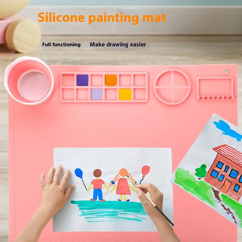 Silicone double bowl painting mat for watercolour and oil painting projects