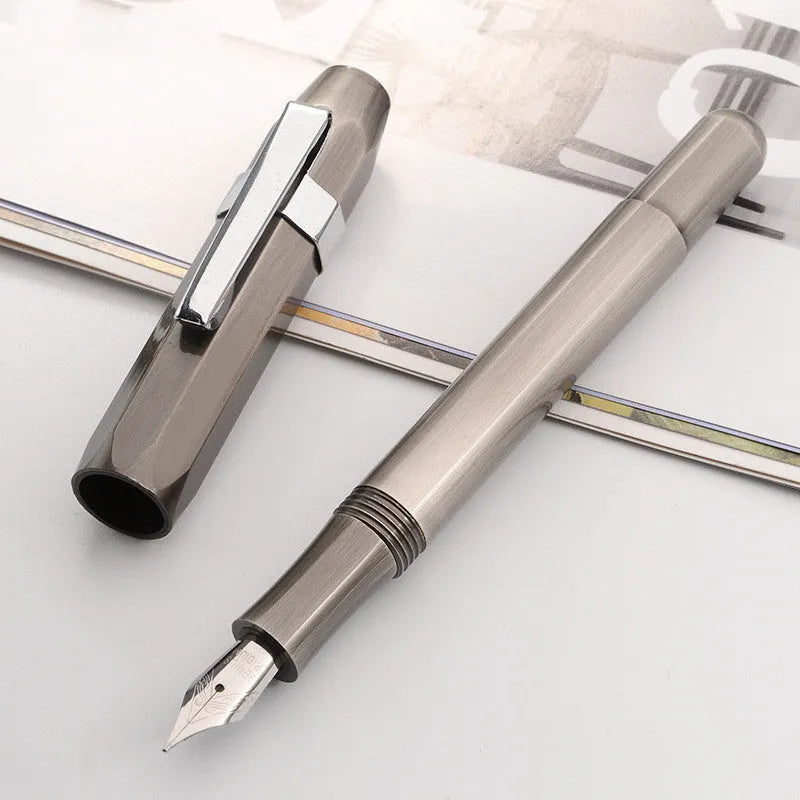 Vintage octagonal metal fountain pen in copper finish with stainless steel nib and gift box