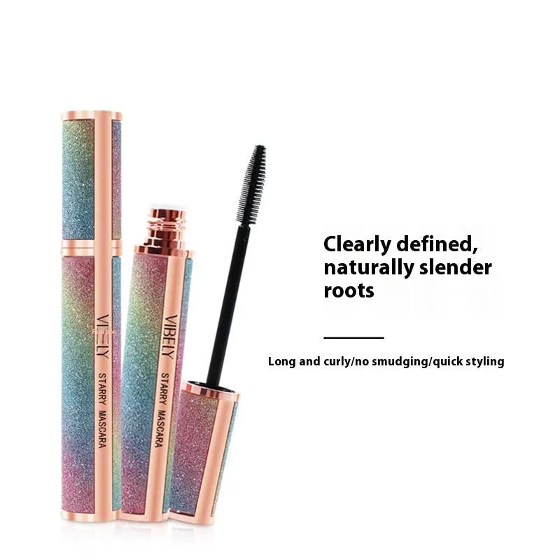 Black waterproof mascara with 4D formula for long thick curling lashes