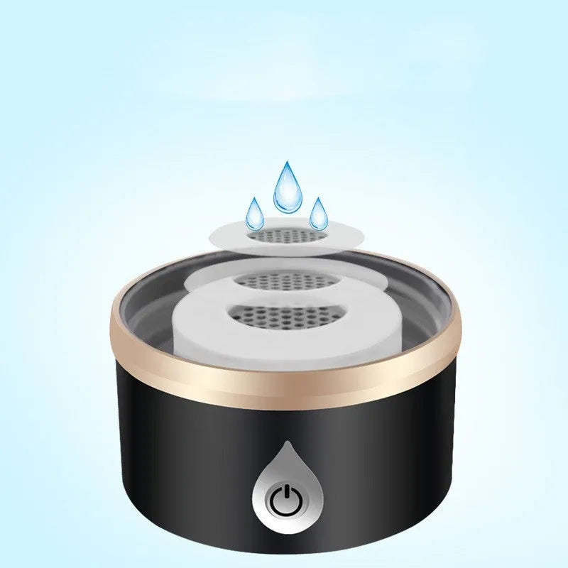 380ml portable hydrogen water ionizer bottle in black with high borosilicate glass body and 22cm height