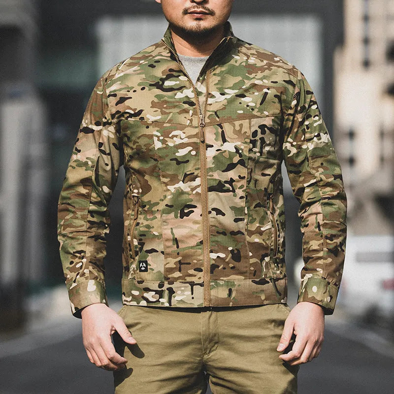 Men's tactical camouflage jacket in wear-resistant polyester fabric available in multiple colours and sizes