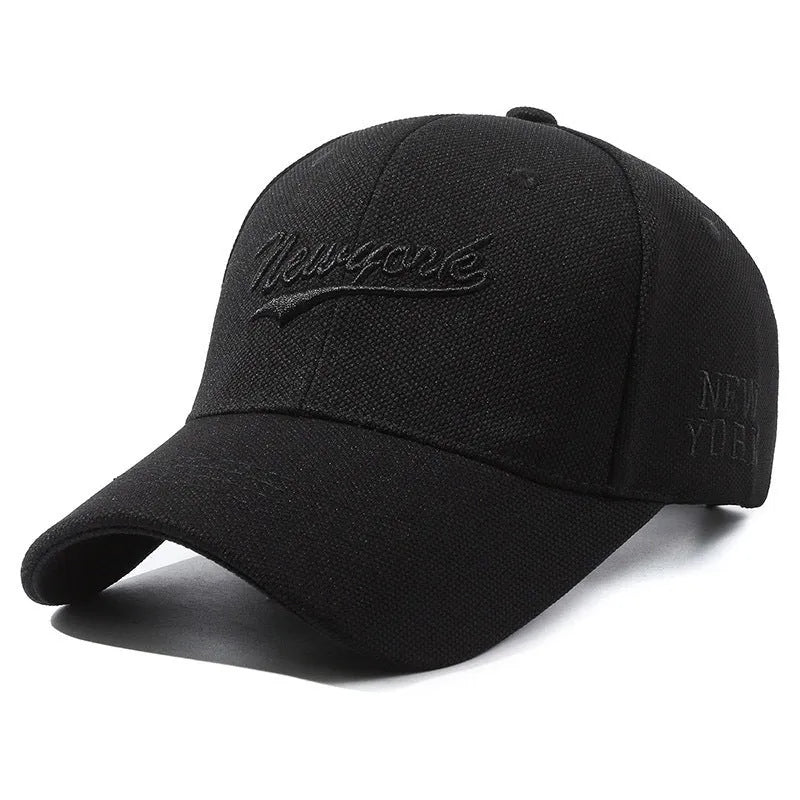 Hard crown baseball cap with embroidered letters in cotton, adjustable size, breathable sunshade