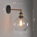 20cm round ball glass wall lamp with aluminium holder in amber, smoky grey or transparent