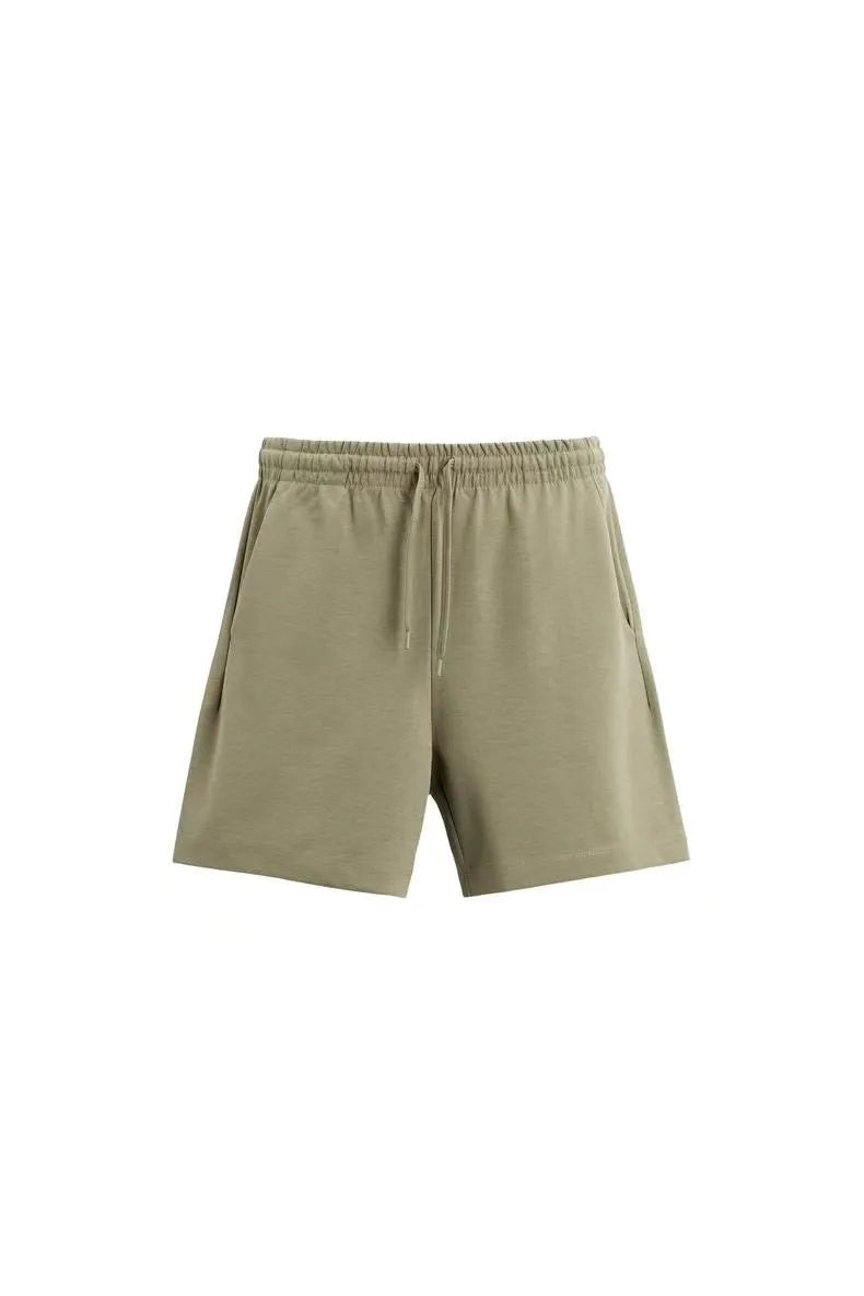 Loose double-sided cloth texture short sleeve and shorts set in polyester available in multiple colours