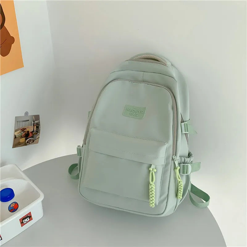 Korean-style lightweight waterproof nylon school backpack 20-35L macaron colour curved shoulder strap