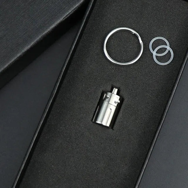 Pure titanium waterproof compartment storage tank with five T10 size options on a white background
