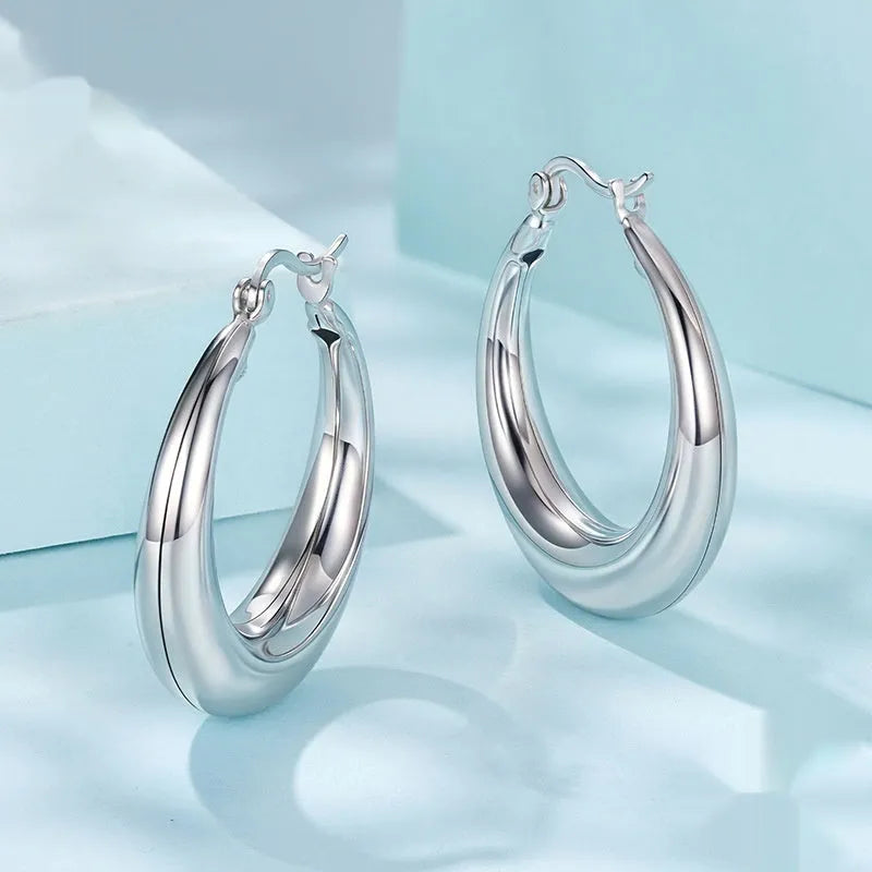 Copper geometry ring ear clip earrings for women in three sizes with electroplating finish