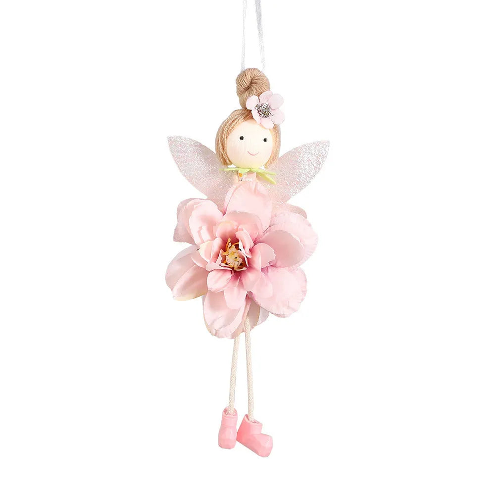 FARCENT cloth flower angel girl elf pendant for Easter decoration in pink, green, or yellow.
