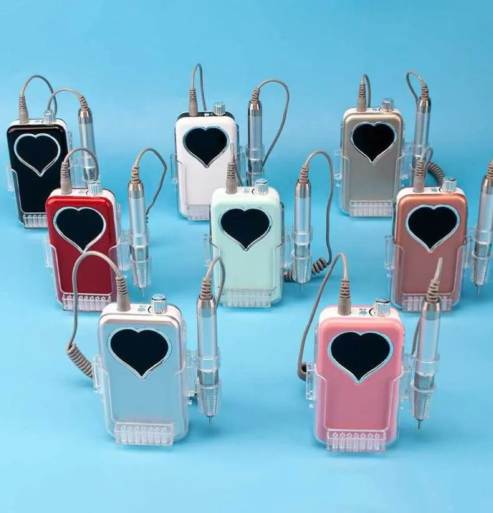 Brushless nail polishing machine with six-piece grinding head set and charger