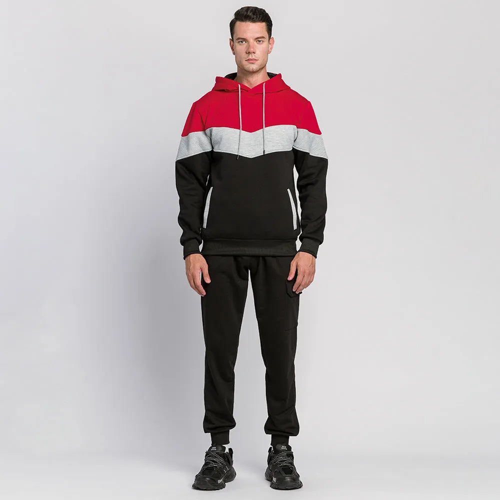 Men's solid colour thickened polyester oversized pullover hoodie with hood, long sleeves, round neck, loose fit, spring autumn casual wear, available in army green.
