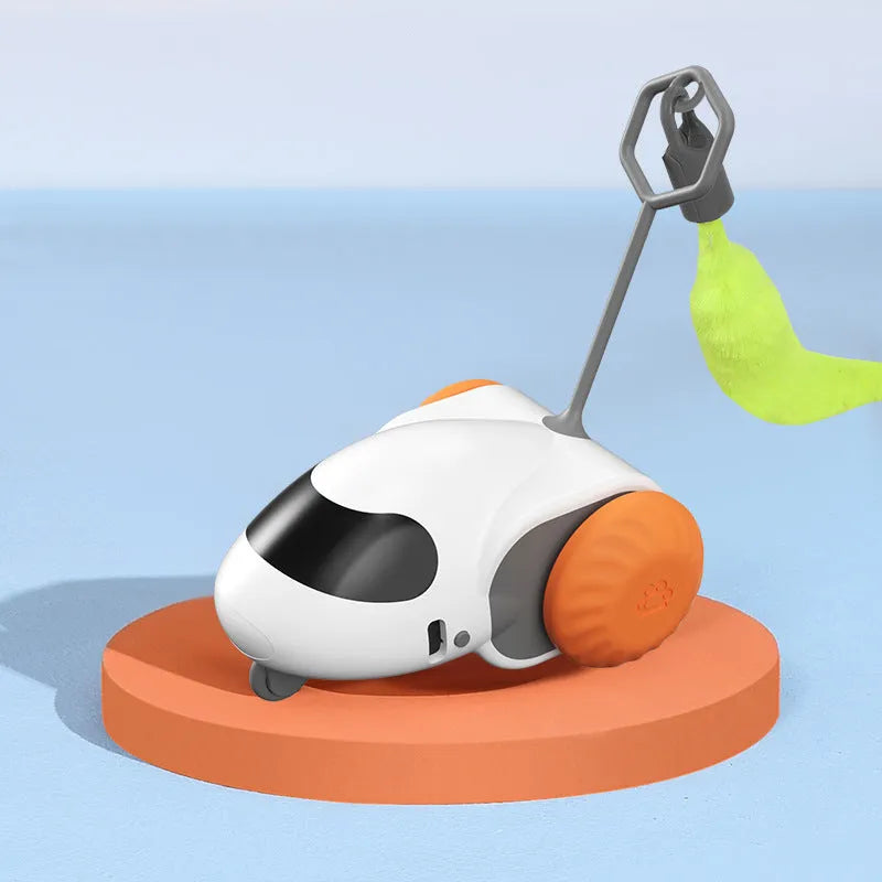 Smart running car toy for cats with gravity sensor and Type-C charging port in light grey blue colour