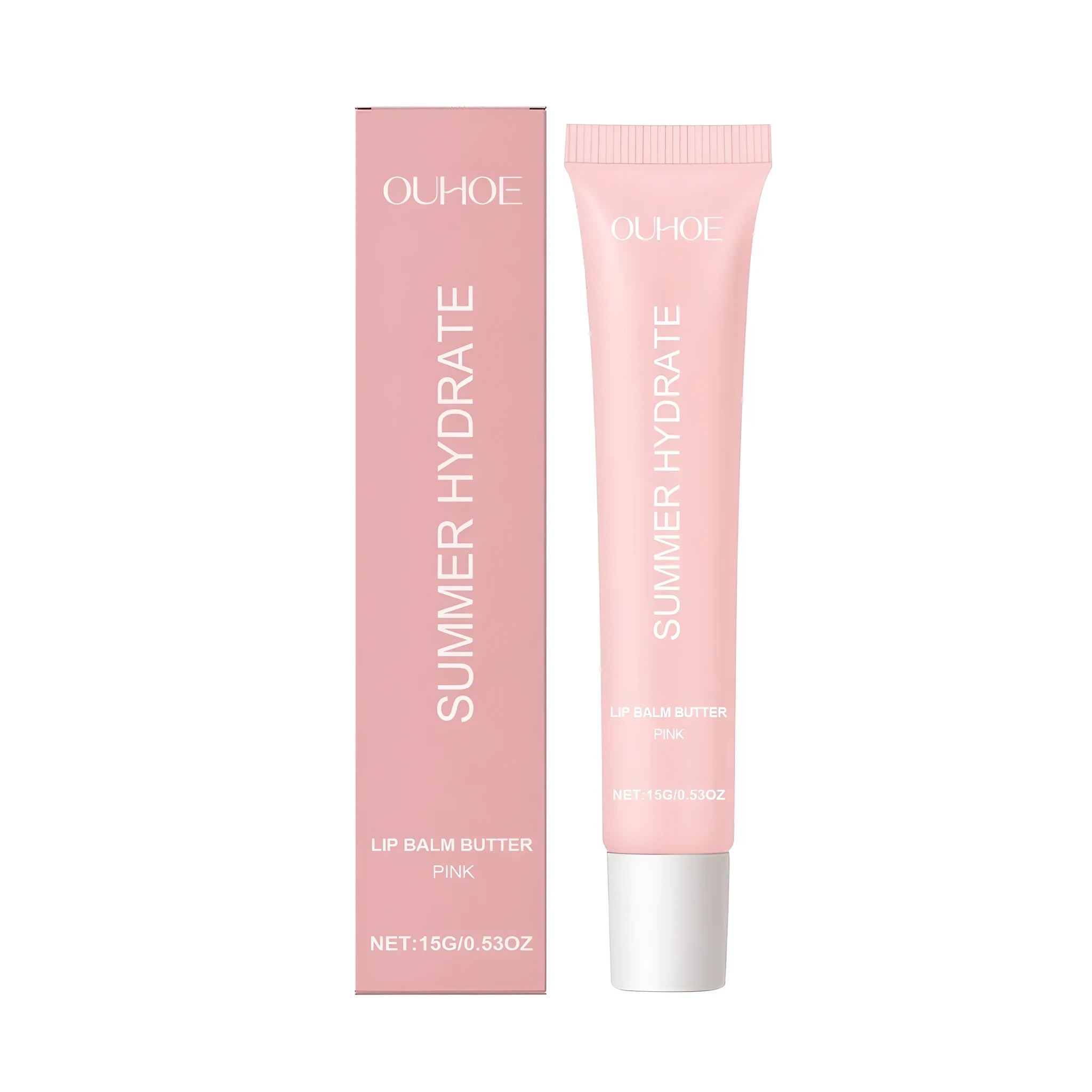 Pink tinted lip balm stick with shea butter and natural oils for moisturising dry lips