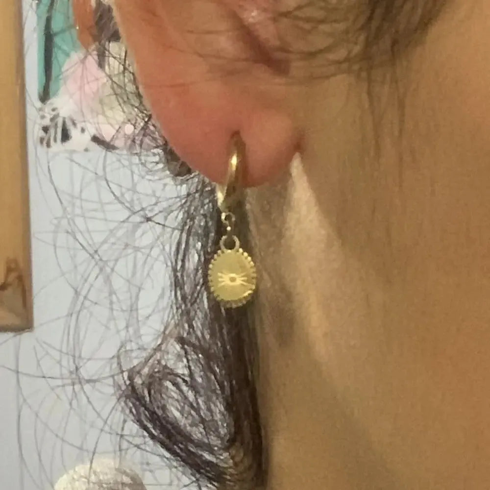 Geometric ellipse button earrings in stainless steel with non-fading finish for women