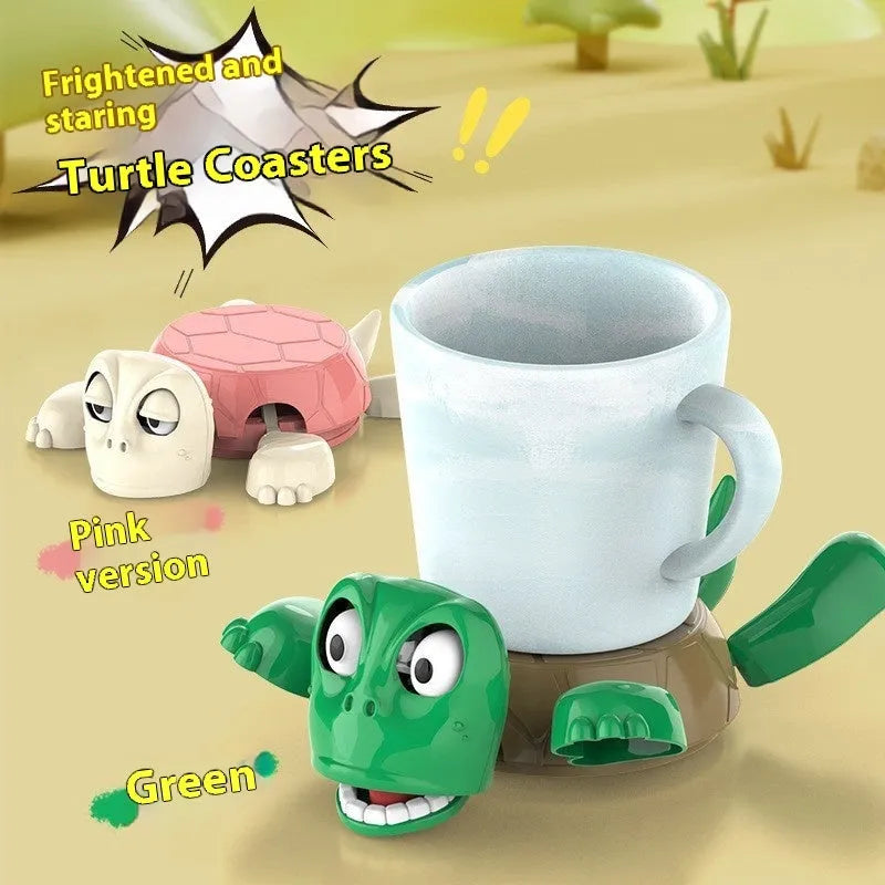 Turtle-shaped ABS plastic coaster in light green colour for heat insulation