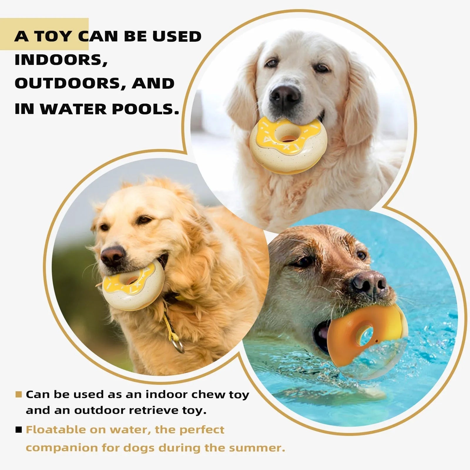TPR donut dog toy in pink colour with textured surface for molar teeth cleaning