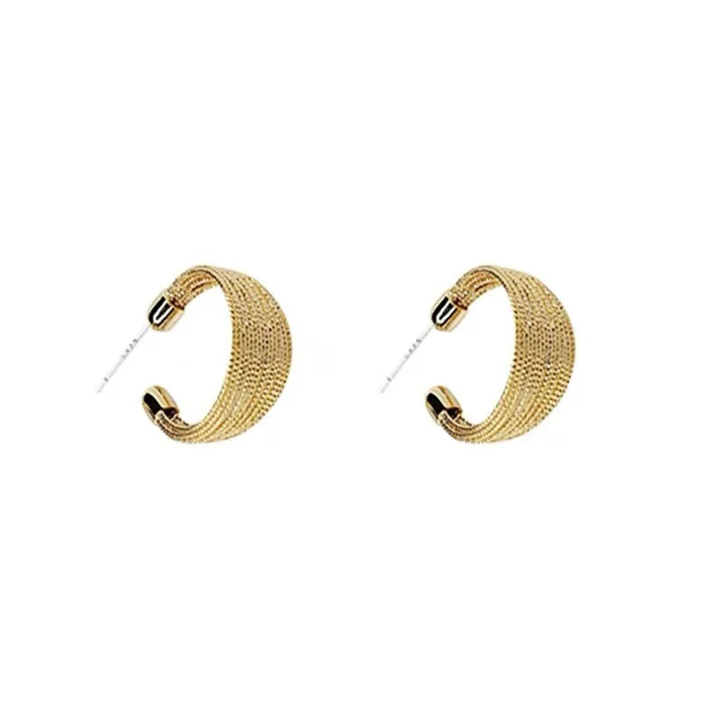 Simple geometric earrings and ear clips in silver and gold colour options