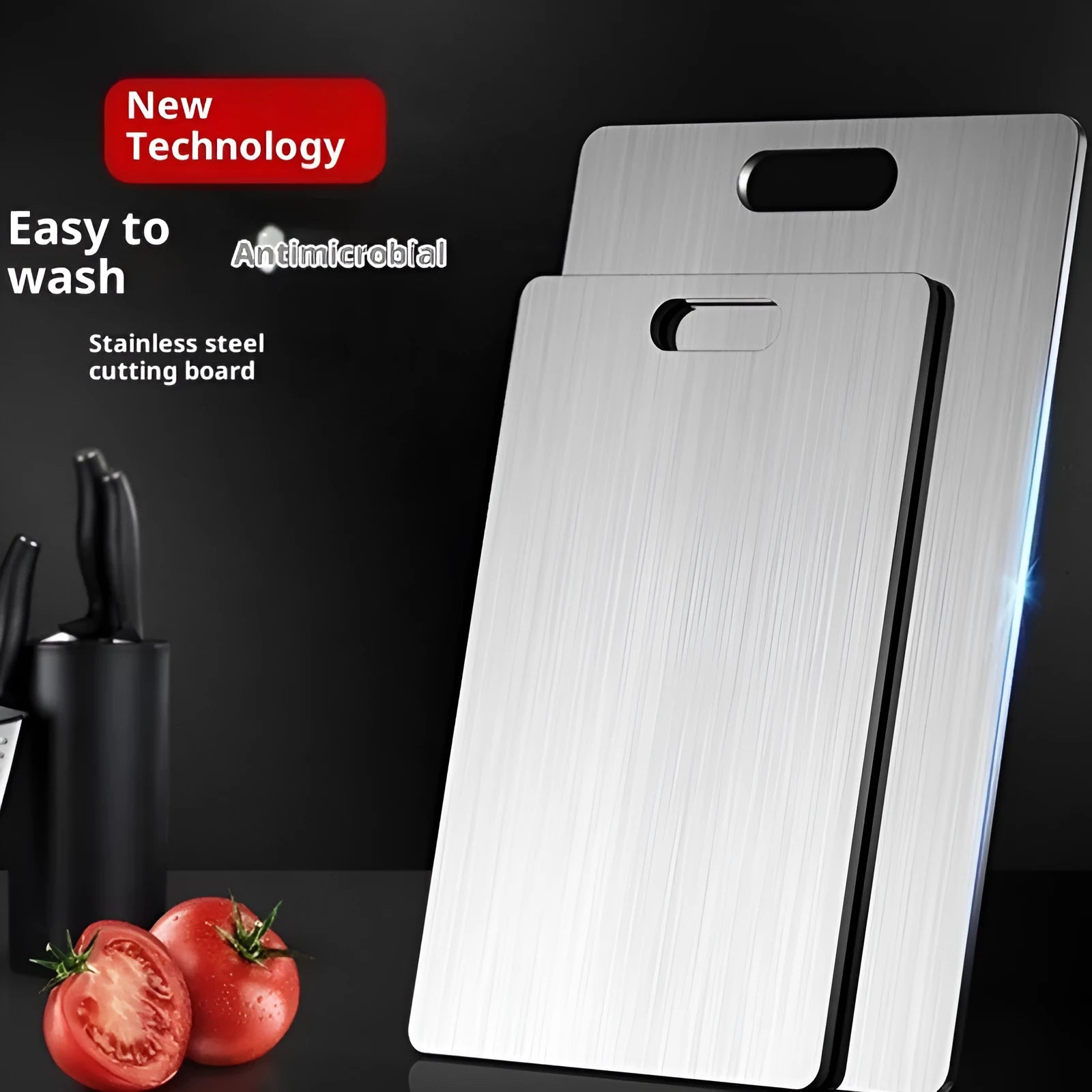 Mildew-proof stainless steel double-sided cutting board square shape SUS304 25x15cm kitchen chopping board