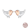 S925 sterling silver bird ear studs electroplated finish three-dimensional design side view