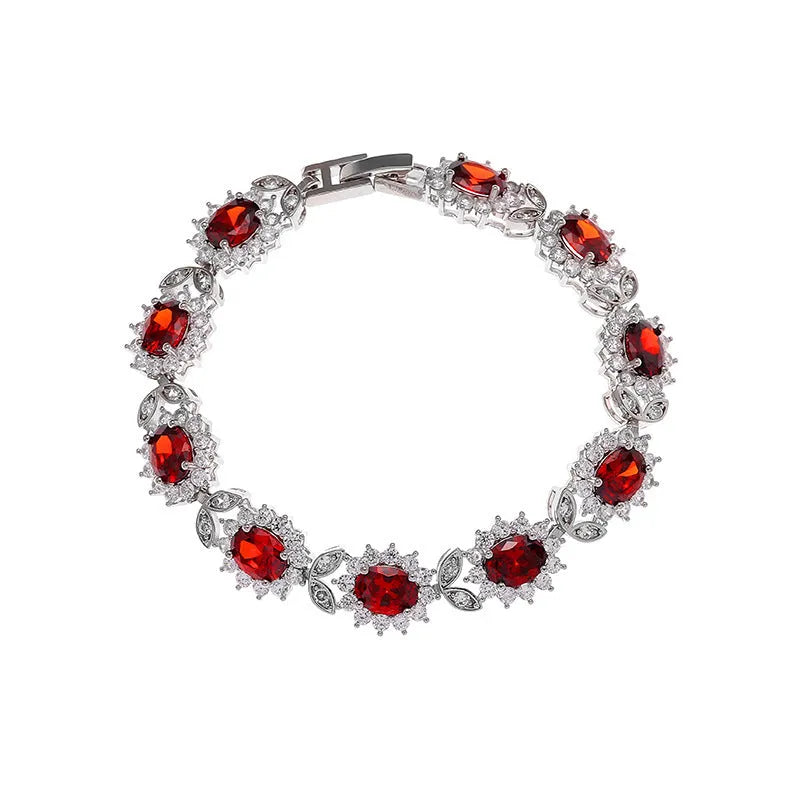 Women's simple zircon inlaid bracelet in environmentally friendly alloy with electroplating finish