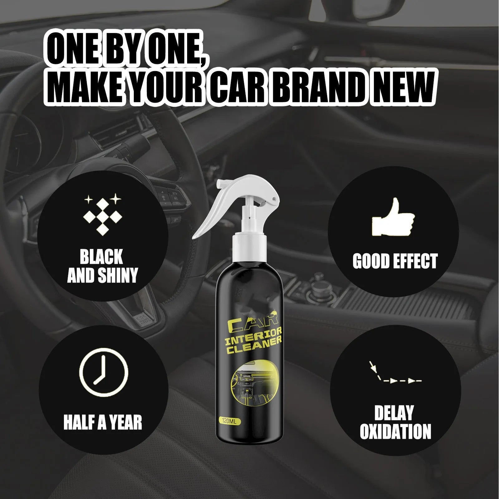 120ml car interior renovation cleaner bottle for dashboard leather plastic cleaning