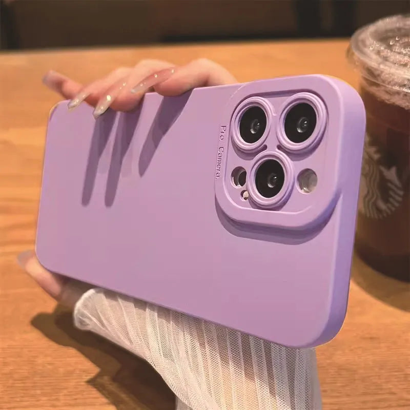Soft shell TPU drop-resistant phone case for iPhone with embossed finish and anti-fingerprint surface, available in black