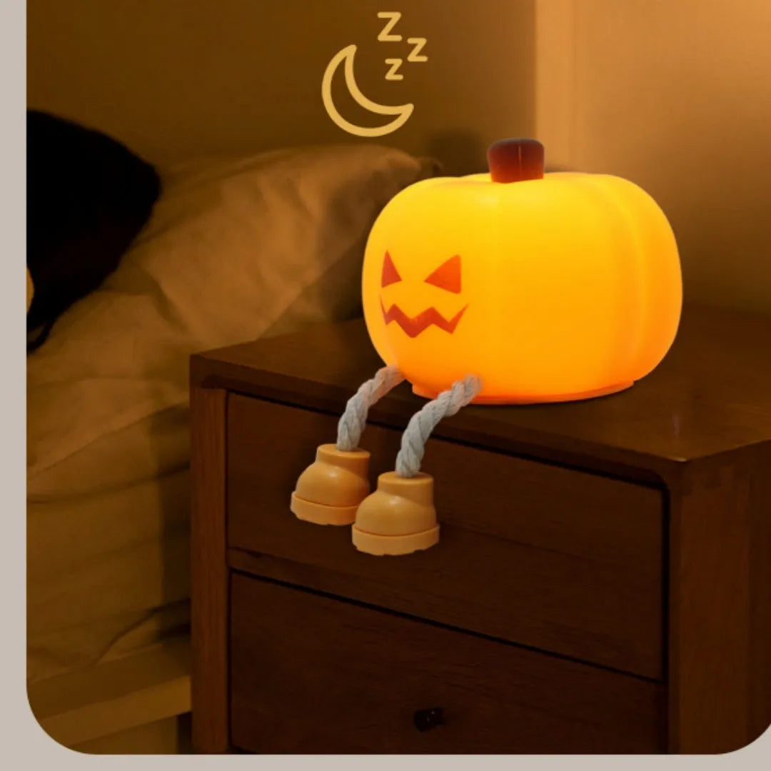 Halloween geometric pumpkin lamp with horror pumpkin design and built-in battery