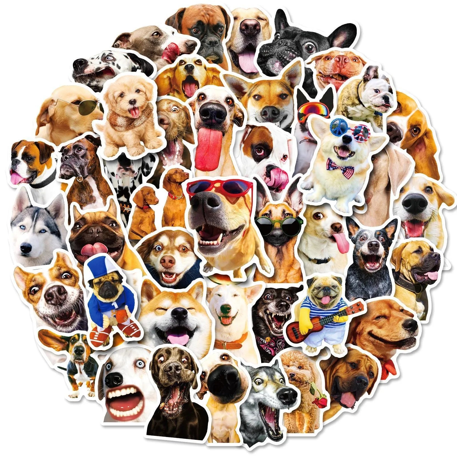 Realistic dog facial expression sticker sheets in Nordic style designs for planners and journals