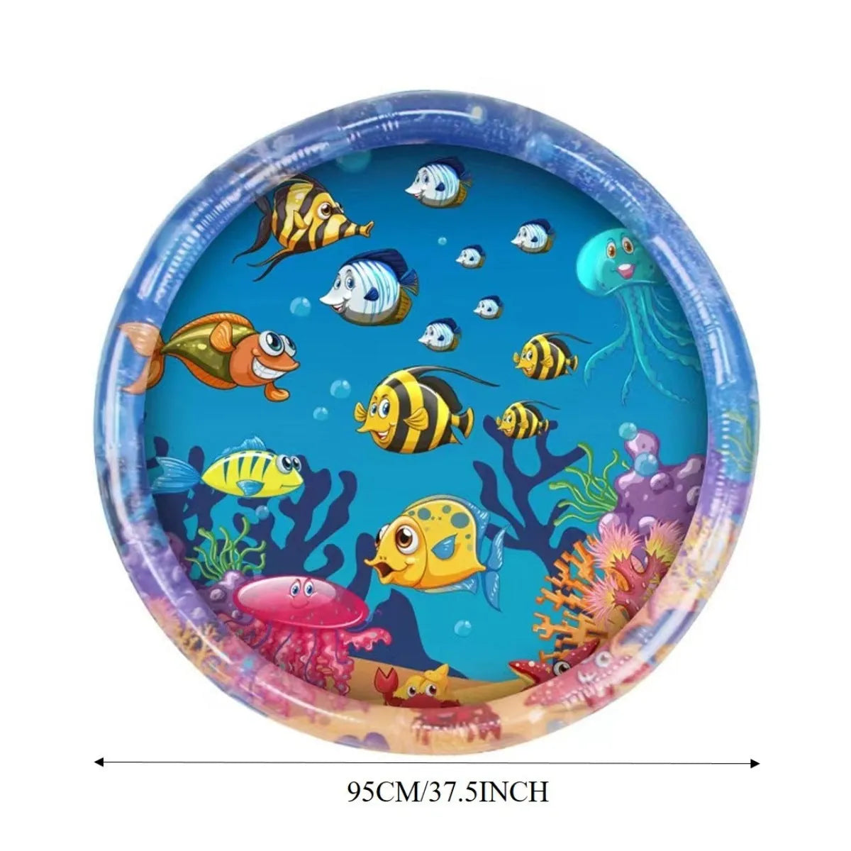 95cm square pet water playmat with floating fish toys in clear PVC mat for cats and dogs