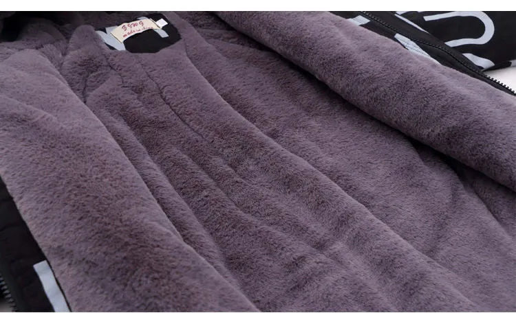 Children's thick padded Korean winter coat in beige with hood, zipper closure, and round collar for boys and girls