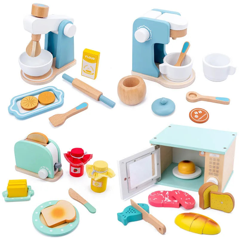 Wooden simulation play house toy – kitchen appliance for children, colour box packaging