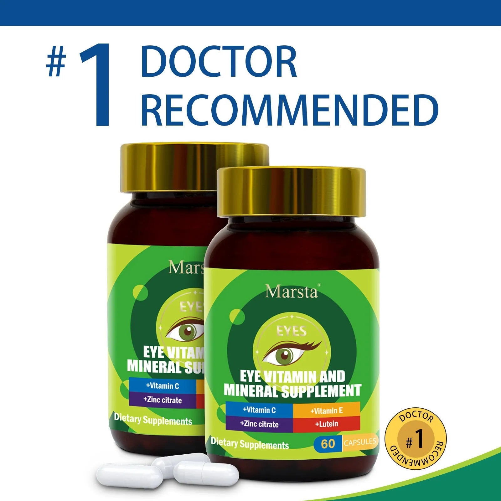 Eye vitamin and mineral supplements 750mg 60 tablets bottle packaging