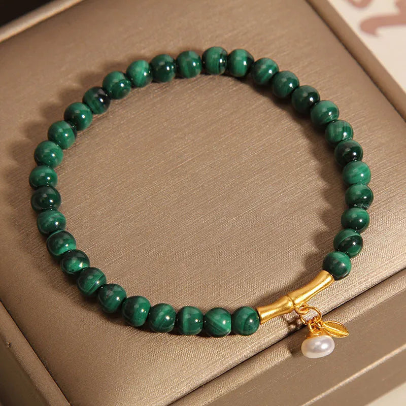 White crystal lucky bamboo bracelet with adjustable fit for women.