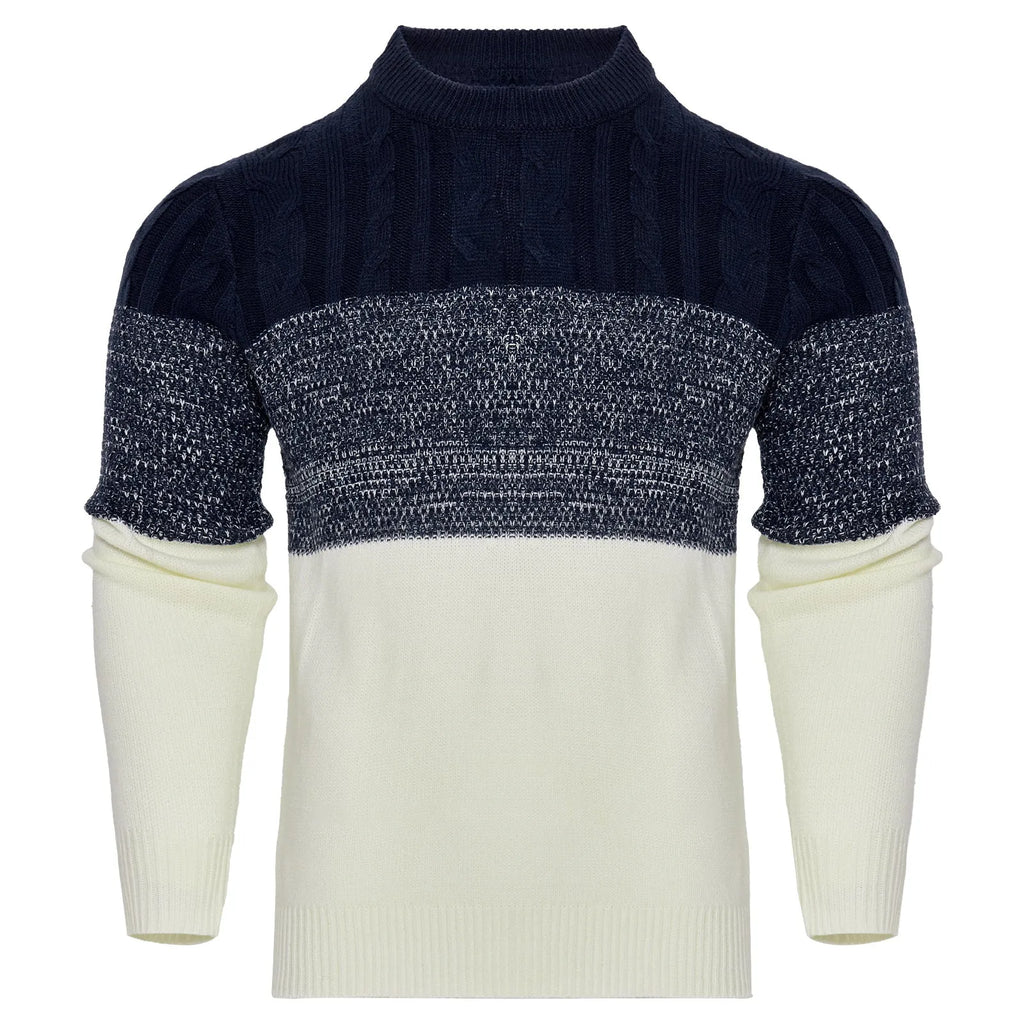 Men's classic crew neck knitted pullover sweater in a long sleeve design for winter.