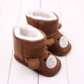 Gray and brown toddler shoes with cotton upper and Velcro fastening