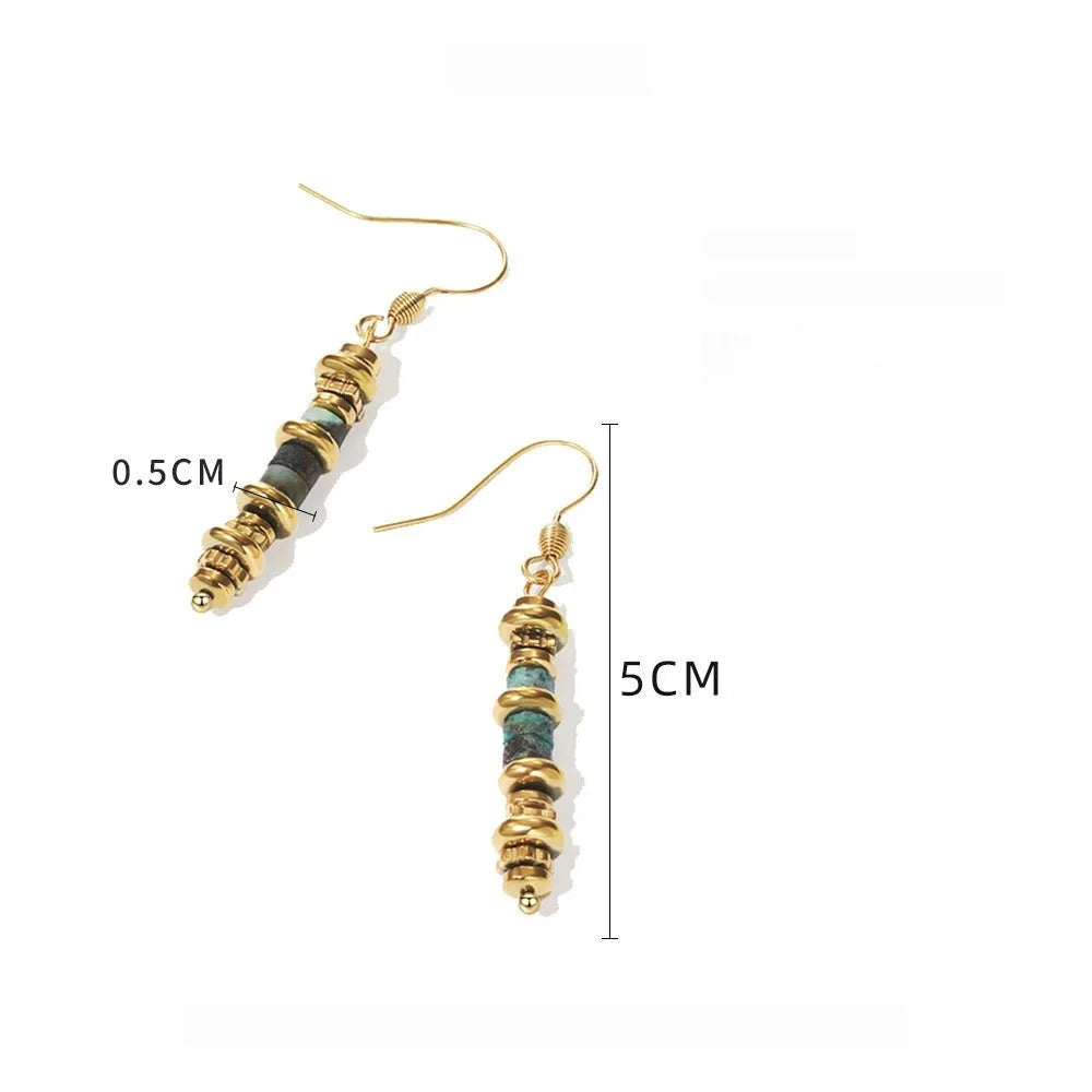 Geometric retro titanium steel dangle earrings in casual style for women