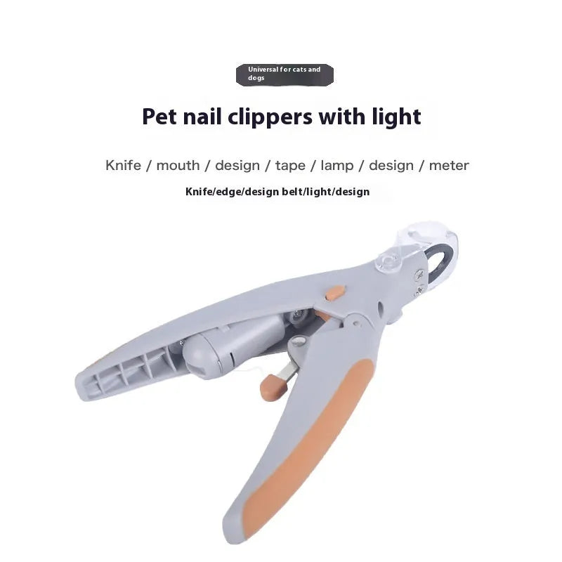 Dog nail clipper with imitation blood line indicator and built-in LED light for pet grooming