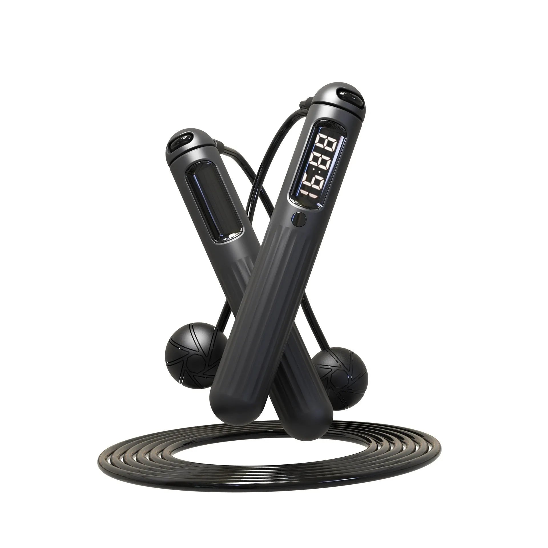 Smart Bluetooth skipping rope with counter and weight bearing ball in A8 black colour
