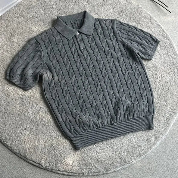 Summer twisted long staple combed cotton knitted T-shirt short sleeve in black, gray, and light gray sizes M to 3XL