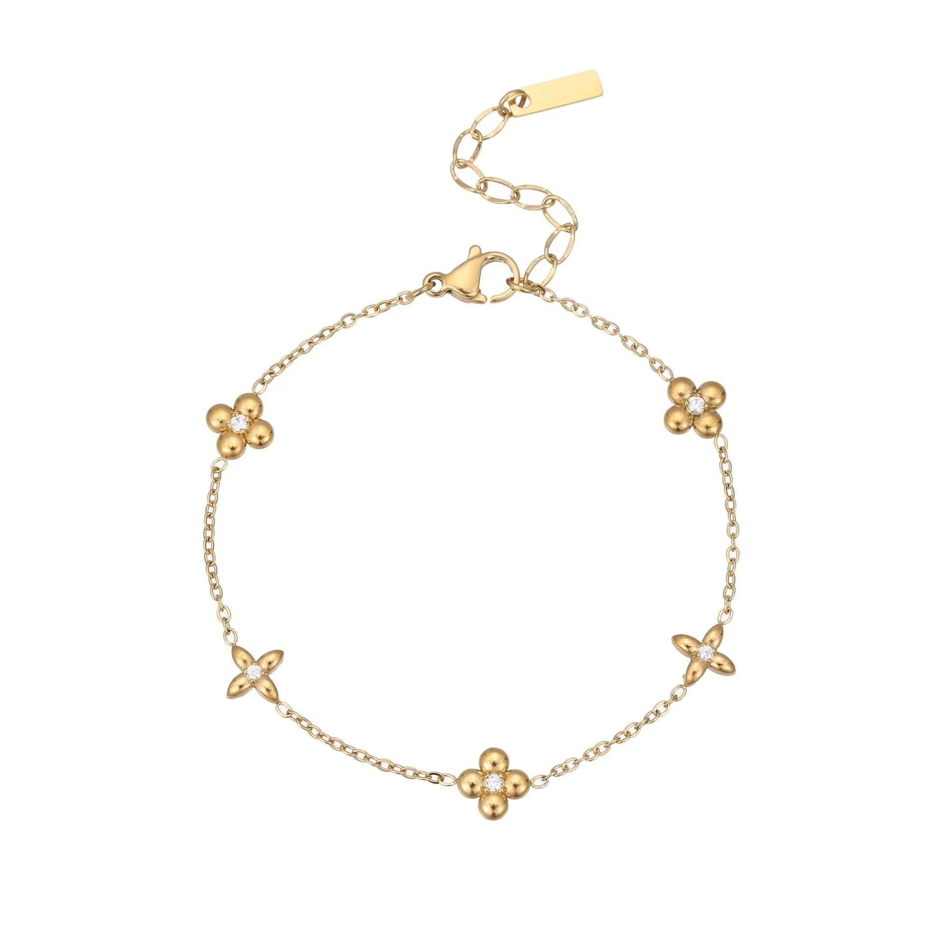 Women's stainless steel bracelet with 18K gold plating and geometric hexagonal star pendant jewellery