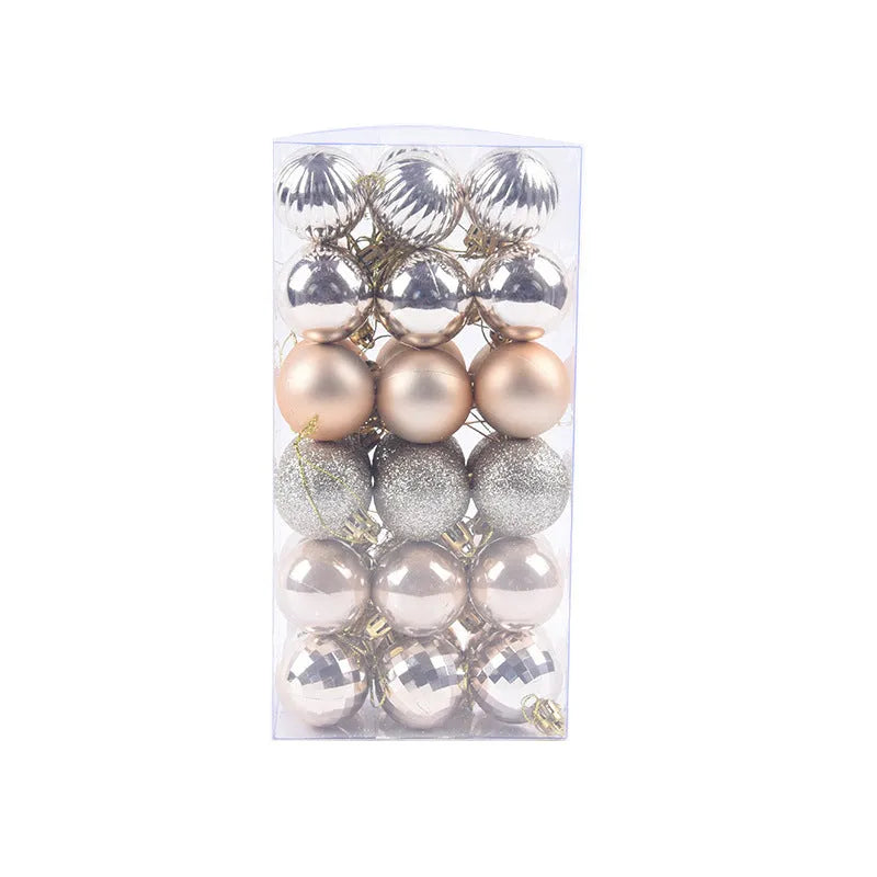 36 assorted Christmas balls in a whole box, each 4cm diameter, multicolour