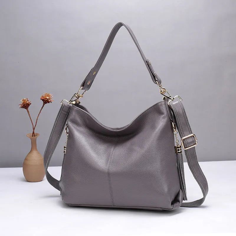 Genuine leather vertical square crossbody handbag with internal organisation pockets in four colour options