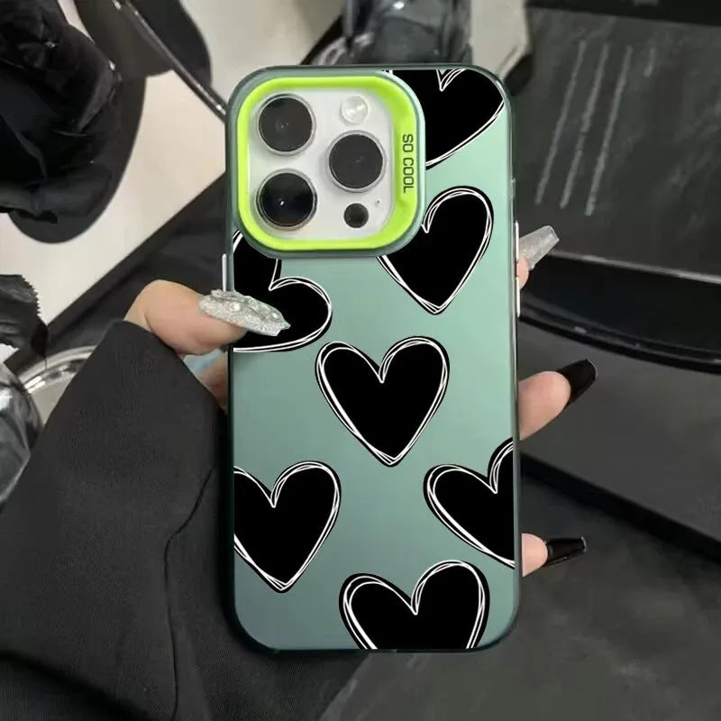 Heart mobile phone shell PC laser anti-wear anti-fall case for Apple iPhone in gray white green purple